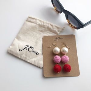 J. Crew Crochet Bead and Pearl Drop Earrings